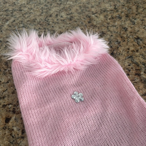 Dog pink sweater with faux fur - Picture 2 of 9